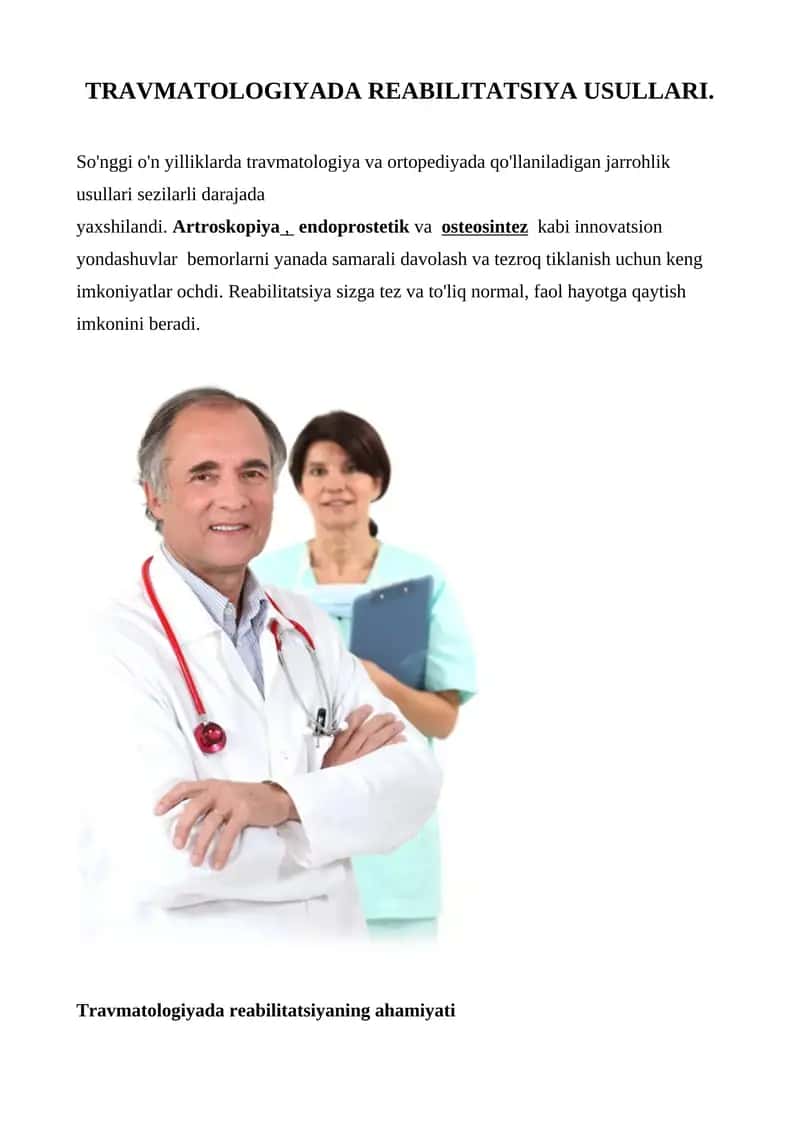 TRAVMATOLOGIYADA REABILITATSIYA USULLARI 1