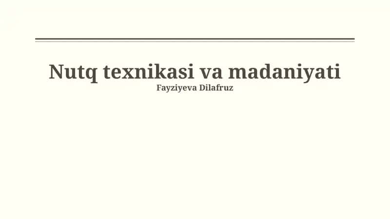Nutq texnikasi va madaniyati 1