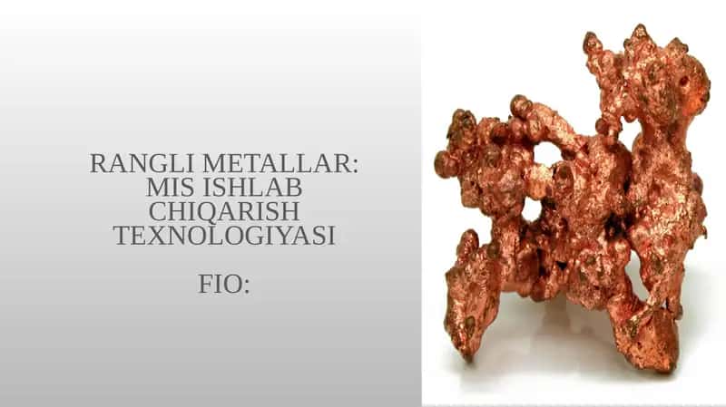 Rangli metallar mish ishlab chiqarish 1