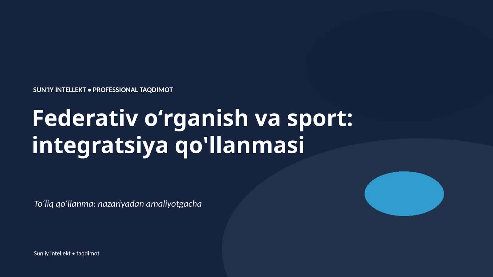 Federativ oʻrganish va sport: integratsiya qo'llanmasi 1