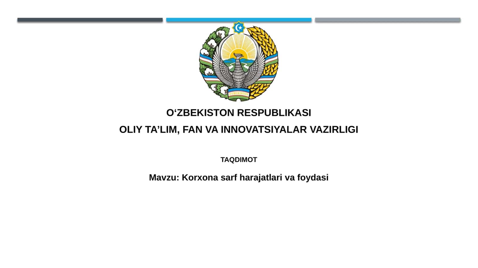 Korxona xarajatlari va daromadlari tahlili 1
