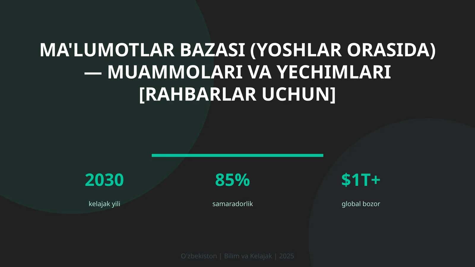 Ma'lumotlar bazasi (yoshlar orasida) — muammolari va yechimlari [rahbarlar uchun] 1