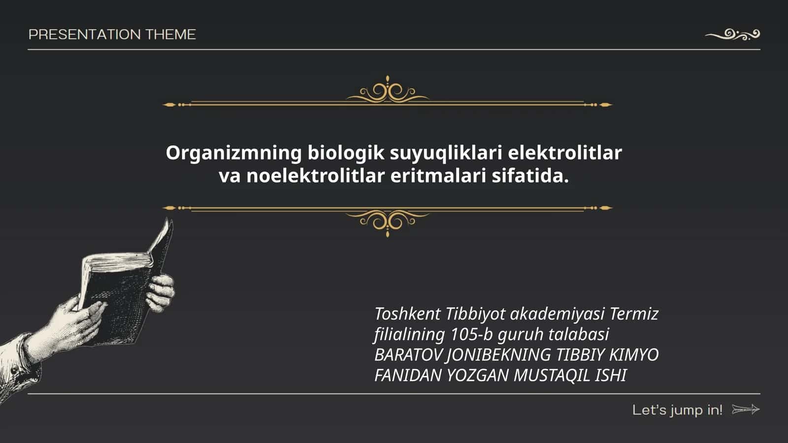 Organizmning biologik suyuqliklari elektrolitlar va noelektrolitlar eritmalari sifatida 1