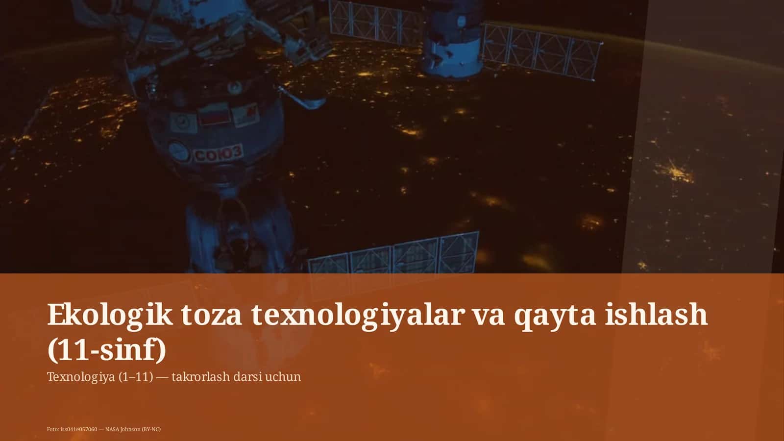 Ekologik toza texnologiyalar va qayta ishlash (11-sinf) 1