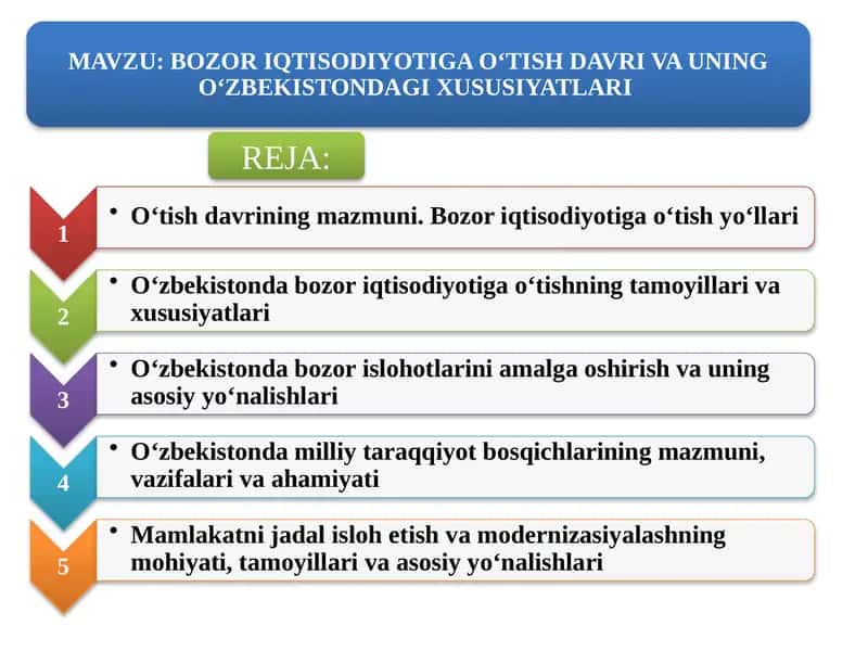 BOZOR IQTISODIYOTIGA O‘TISH DAVRI VA UNING O‘ZBEKISTONDAGI XUSUSIYATLARI 1