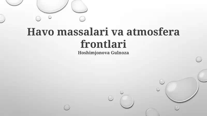 Havо massalari va atmosfera frontlari 1