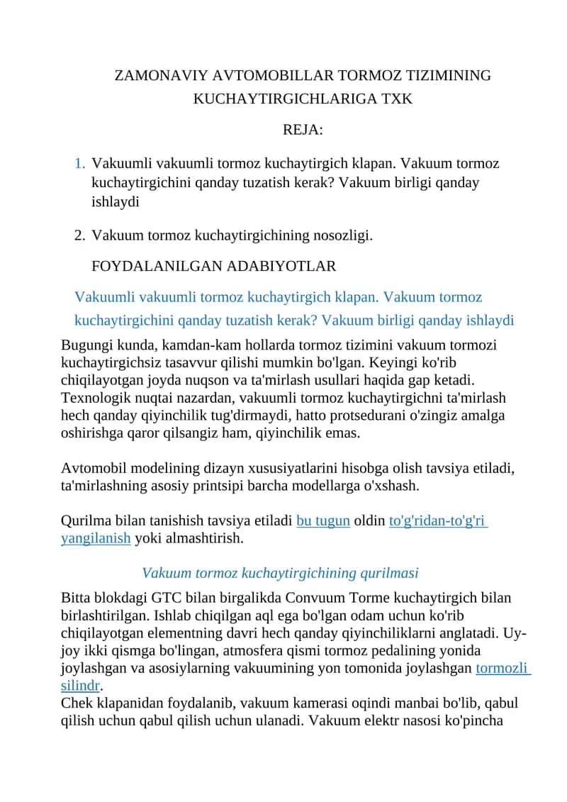 Vakuumli vakuumli tormoz kuchaytirgich klapan 1