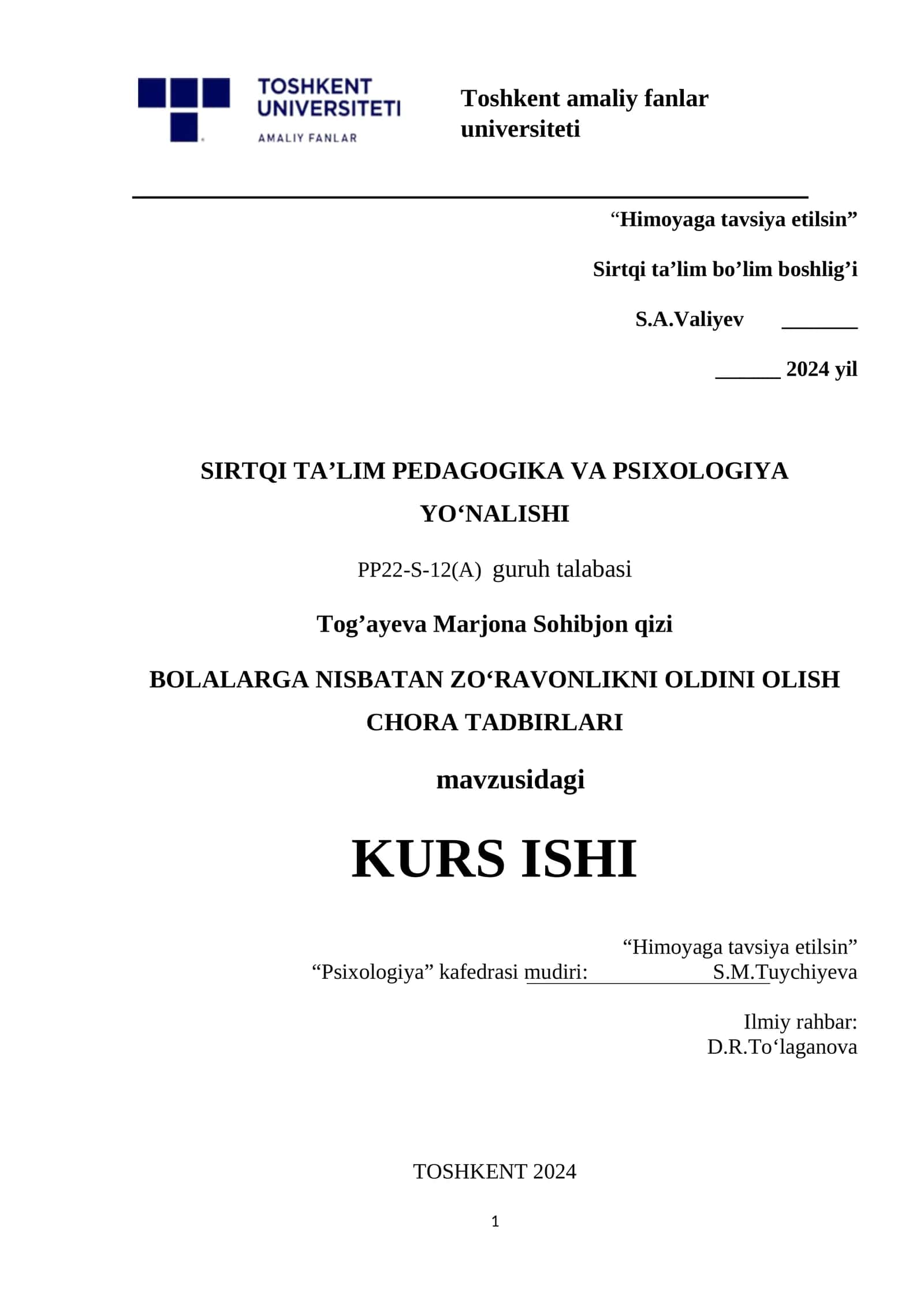 Bolalarga Nisbatan Zoʻravonlikni Oldini Olish Chora Tadbirlari 1