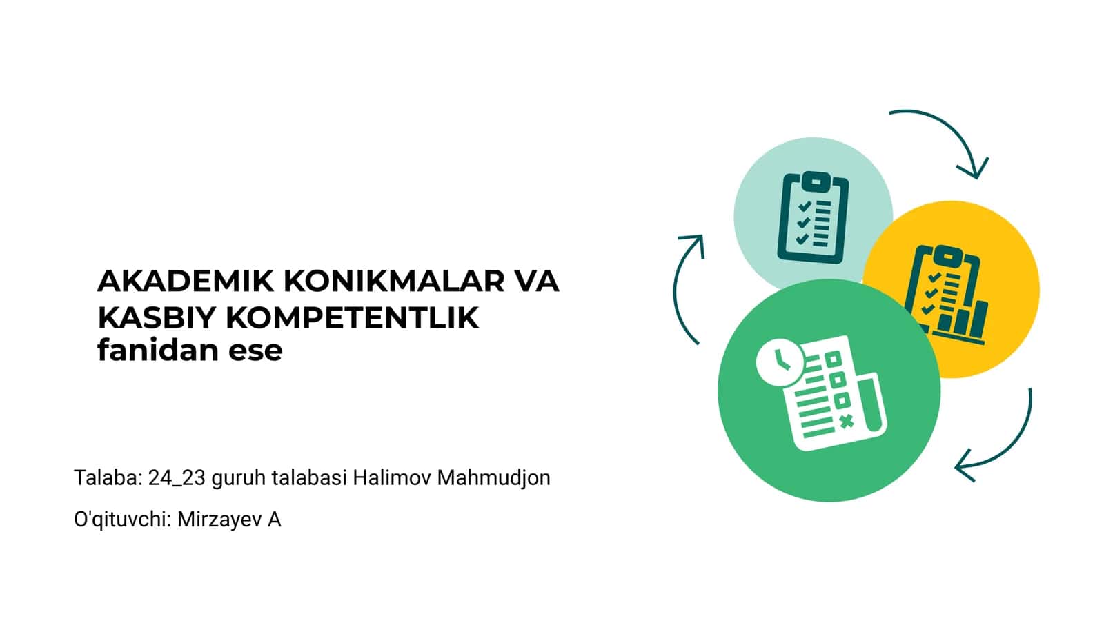 AKADEMIK KONIKMALAR VA KASBIY KOMPETENTLIK 1