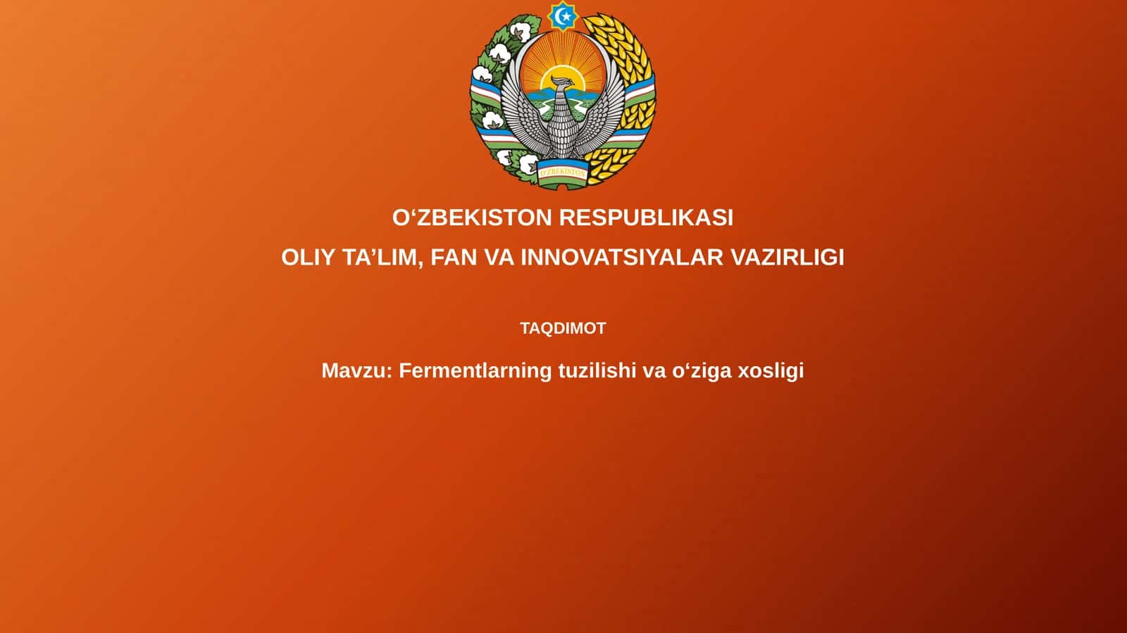 Fermentlarning tuzilishi va o'ziga xosligi 1