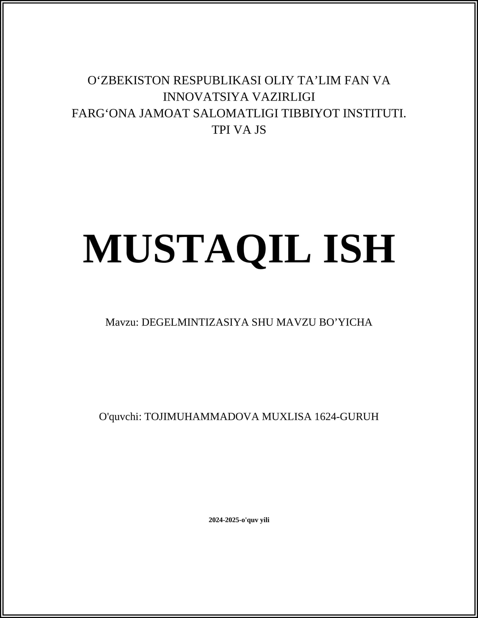DEGELMINTIZASIYA SHU 1
