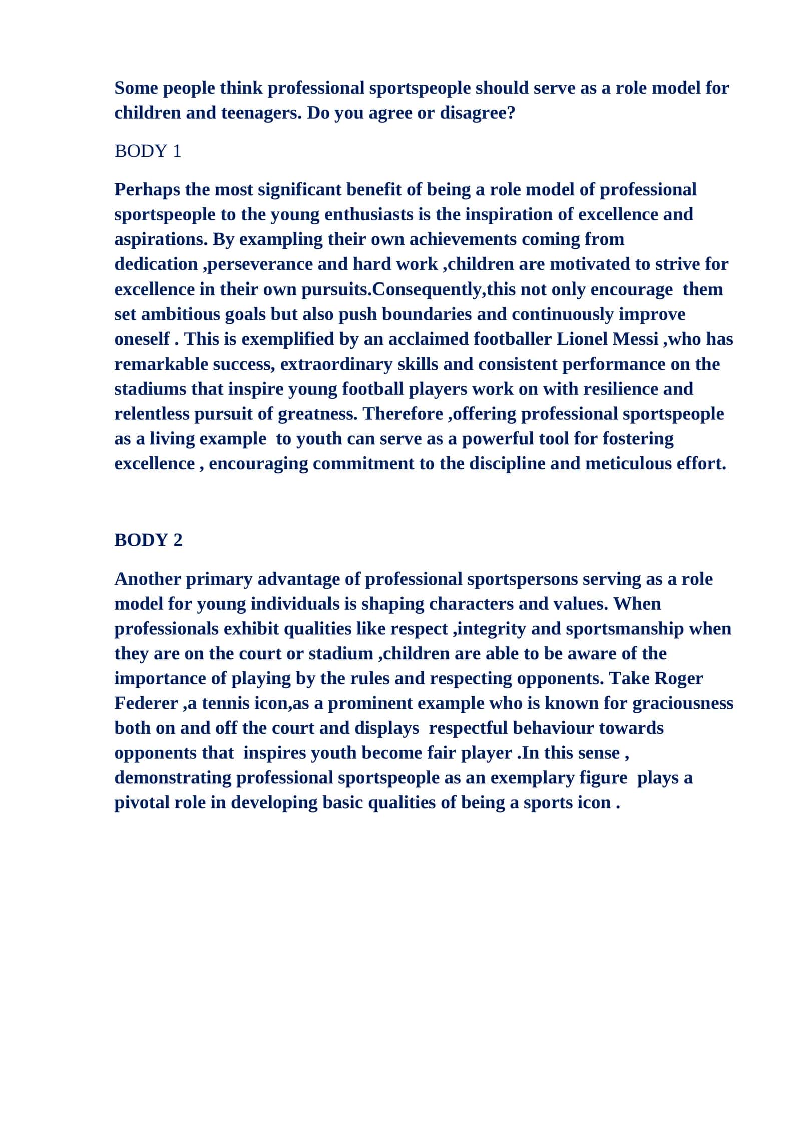 Professional sportspeople as role models for children 1