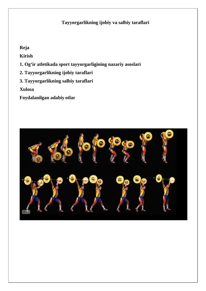 Tayyorgarlikning ijobiy va salbiy taraflari 1