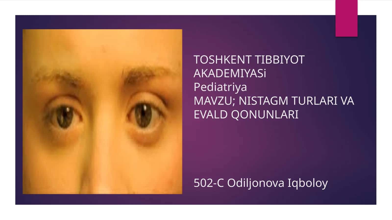 NISTAGM TURLARI VA EVALD QONUNLARI 1