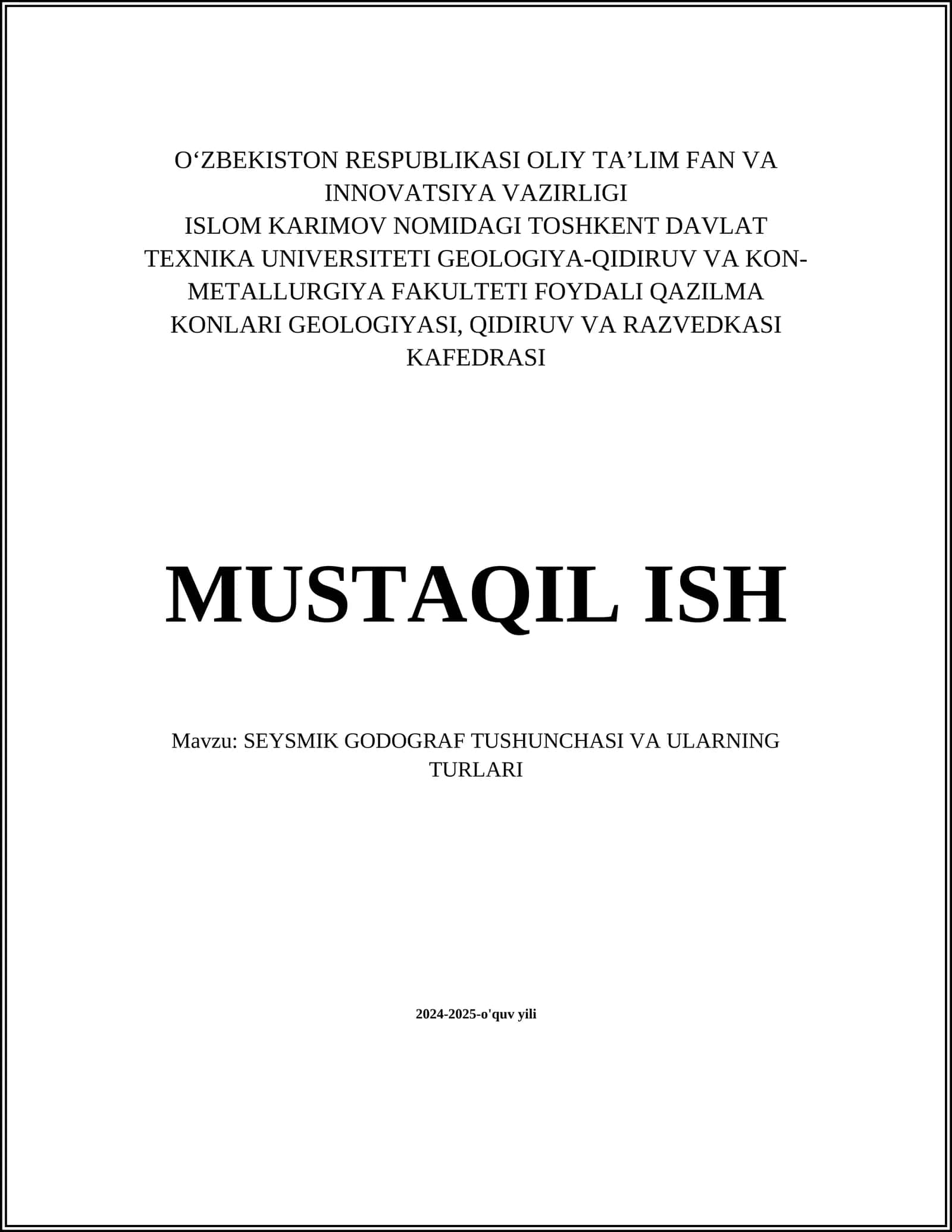 SEYSMIK GODOGRAF TUSHUNCHASI VA ULARNING TURLARI 1