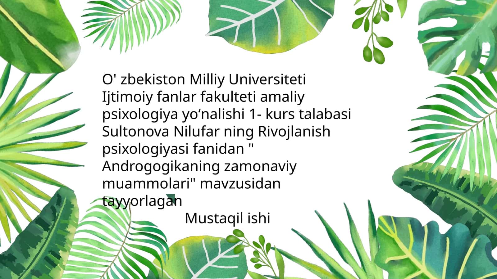 Androgogikaning zamonaviy muammolari 1
