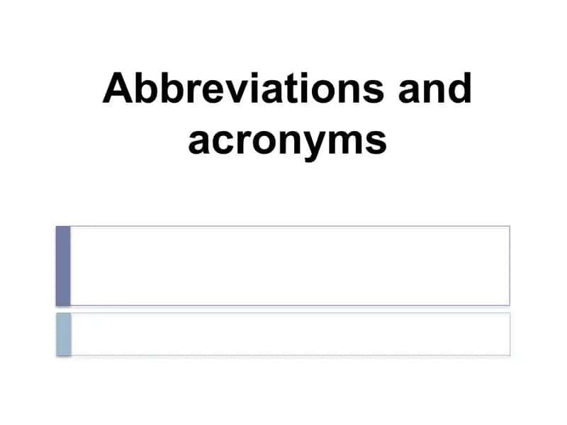 Abbreviations and acronyms 1