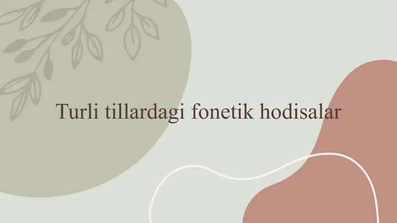 Turli tillardagi fonetik hodisalar 1