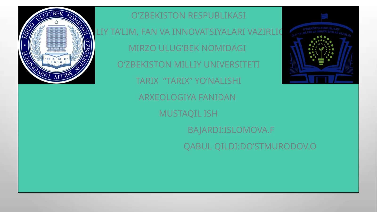 O’zbekiston respublikasi Arxeologik va me’moriy yodgorliklar tarixi.(Buxoro shahri) 1