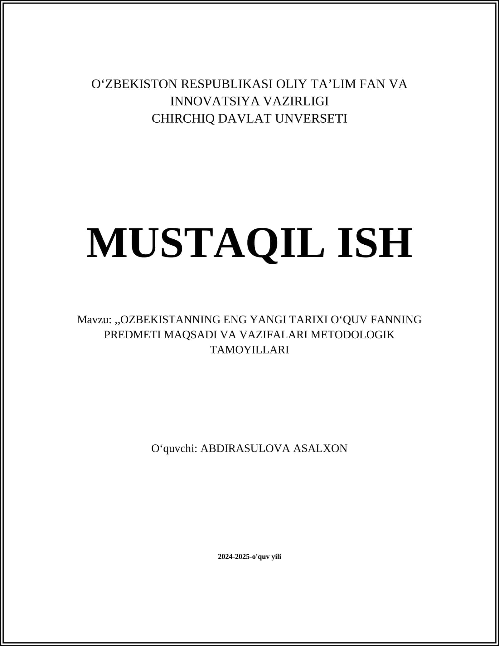 O‘zbekistonning Eng Yangi Tarixi 1