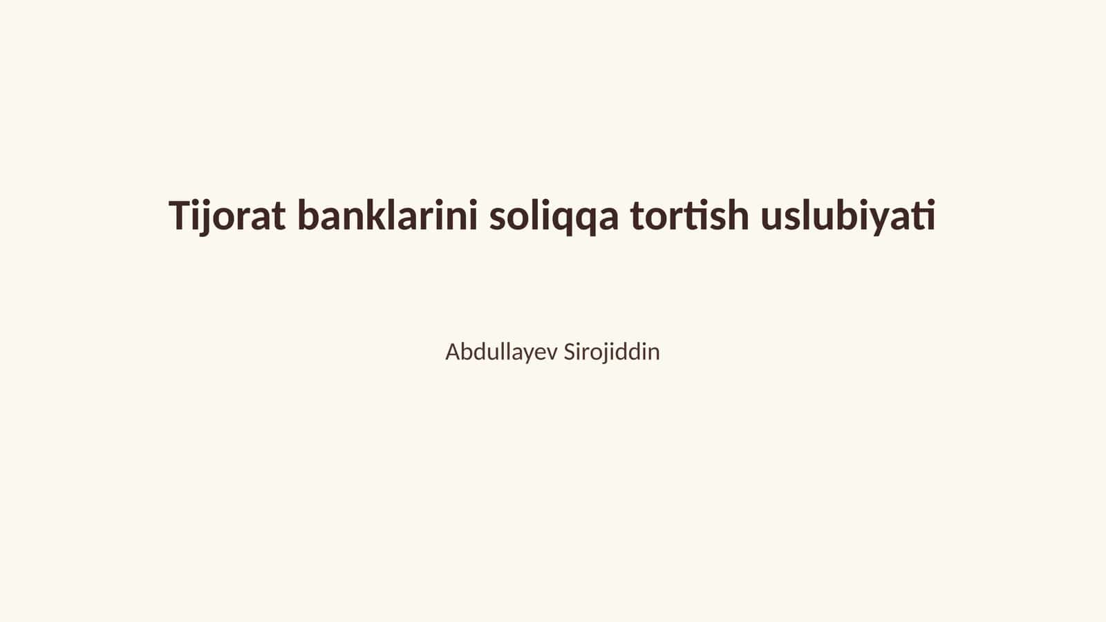 Tijorat banklarini soliqqa tortish uslubiyati 1