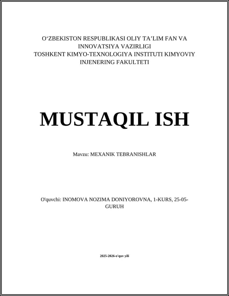 MEXANIK TEBRANISHLAR 1