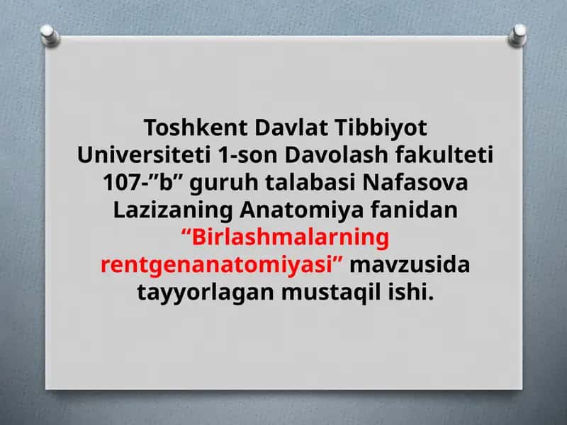 Birlashmalarning rentgenanatomiyasi 1