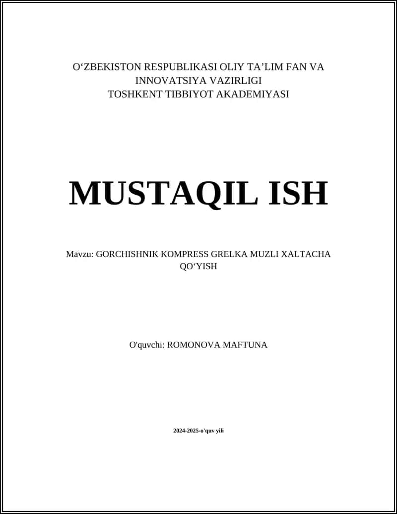 GORCHISHNIK KOMPRESS GRELKA MUZLI XALTACHA QOʻYISH 1