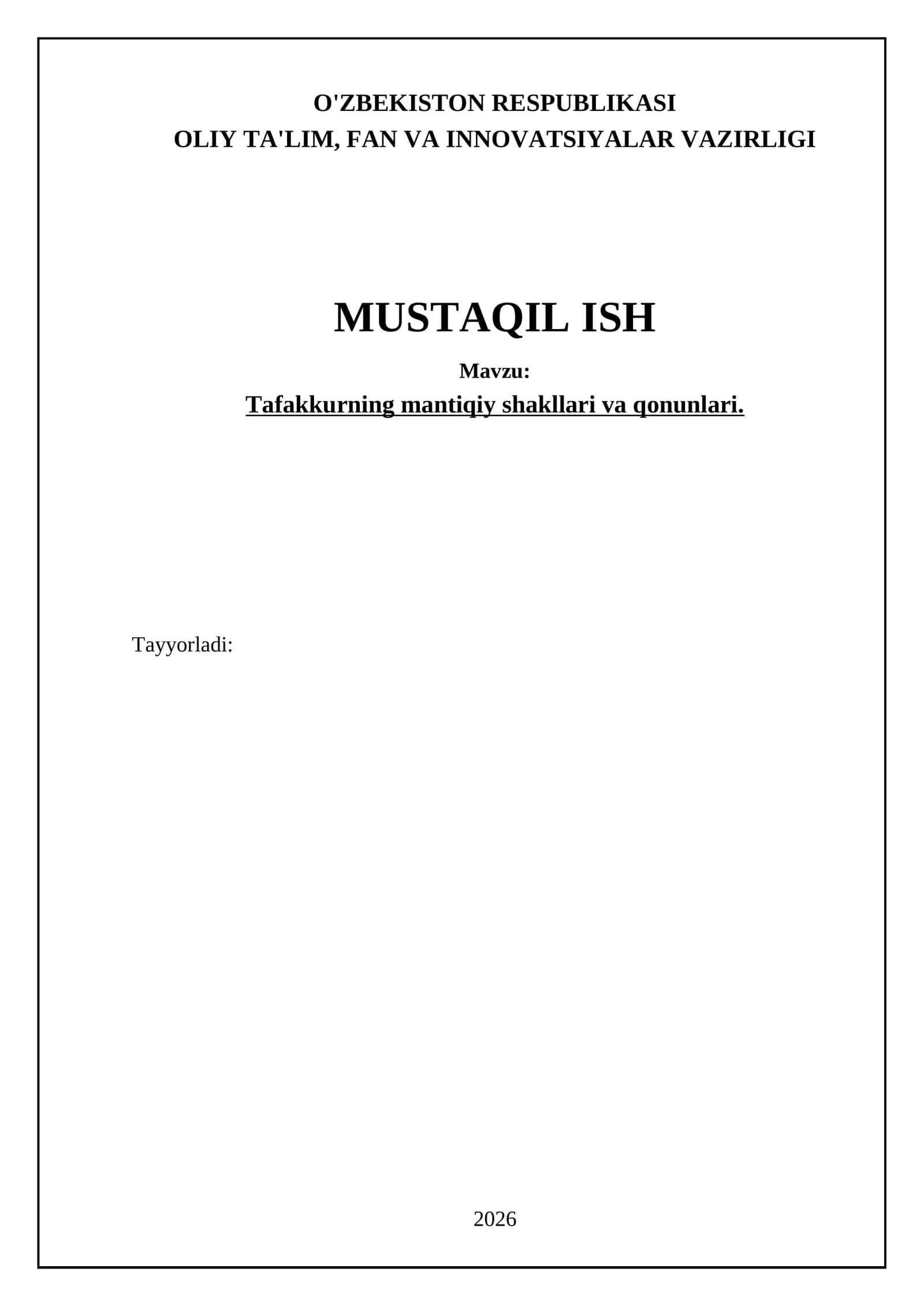 Tafakkurning mantiqiy shakllari va qonunlari 1