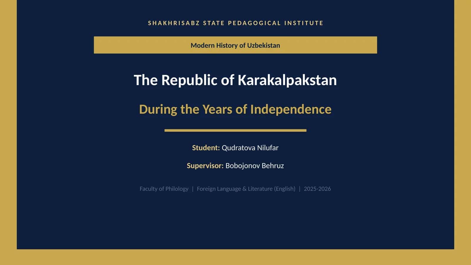 Modern History of Uzbekistan 1