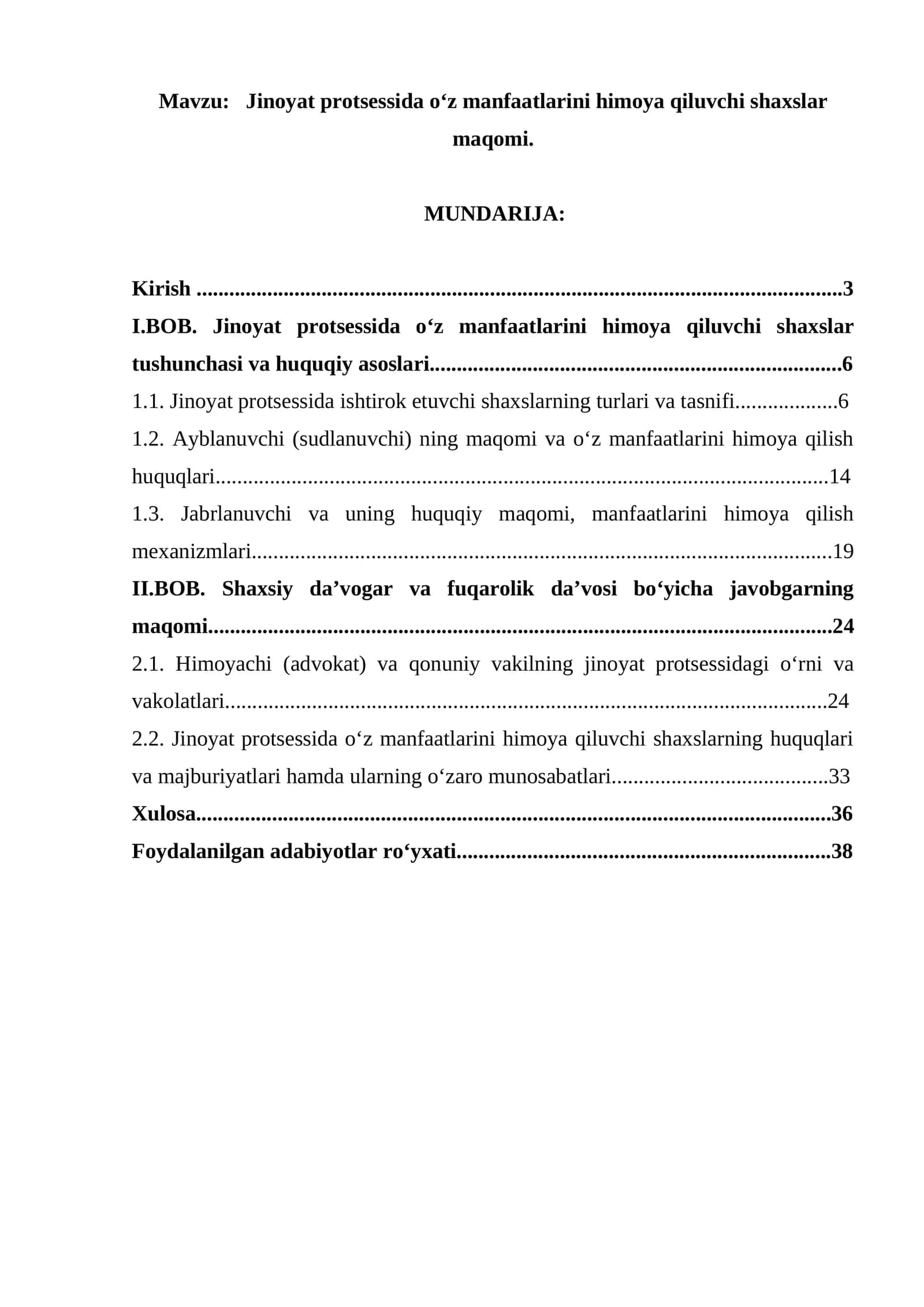 Jinoyat protsessida o‘z manfaatlarini himoya qiluvchi shaxslar maqomi. 1