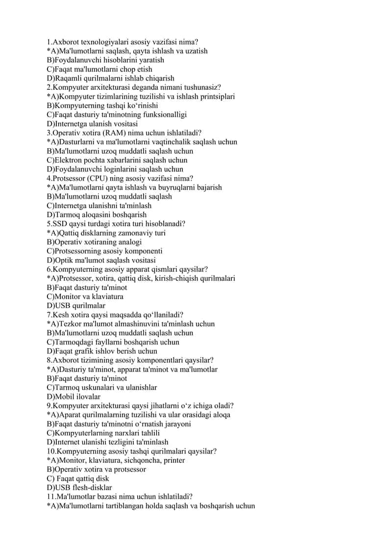 informatika fanidan testlar 172 ta 1