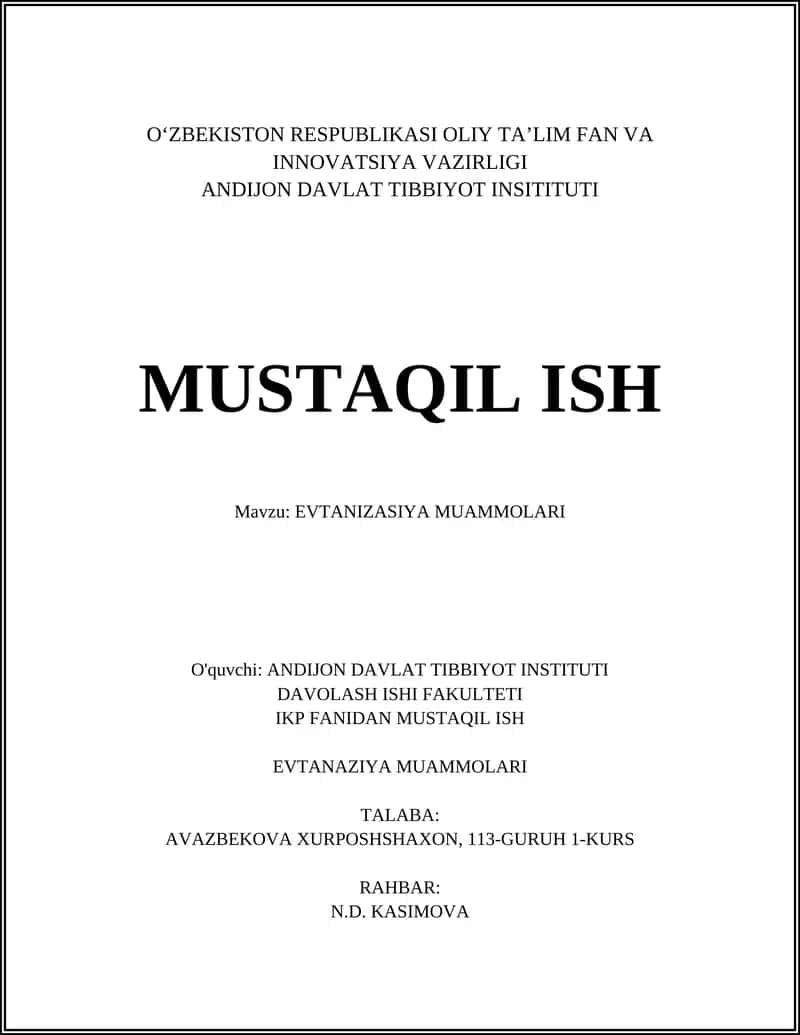 EVTANIZASIYA MUAMMOLARI 1