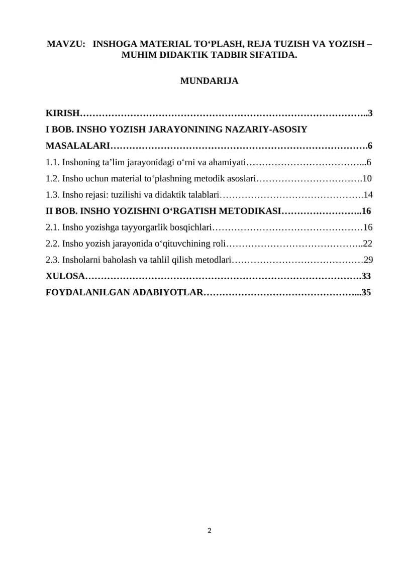INSHOGA MATERIAL TO‘PLASH, REJA TUZISH VA YOZISH – MUHIM DIDAKTIK TADBIR SIFATIDA 1