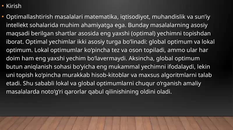 Optimallashtirish Masalalari 1