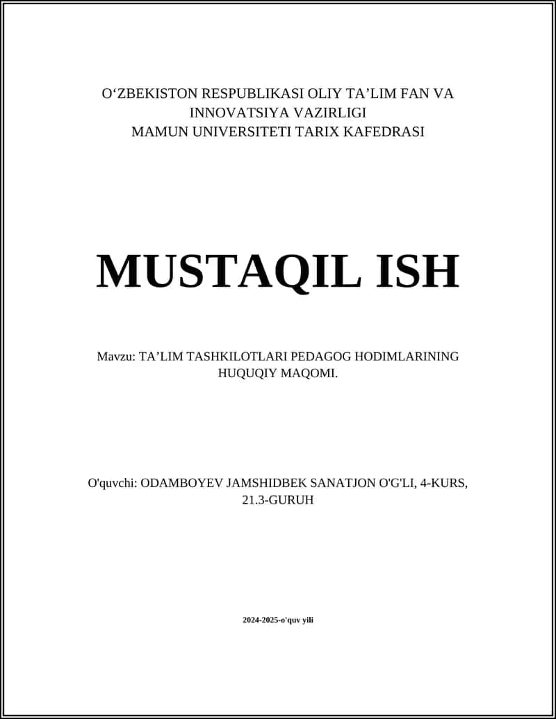 Pedagog xodimlarning huquqiy maqomi 1