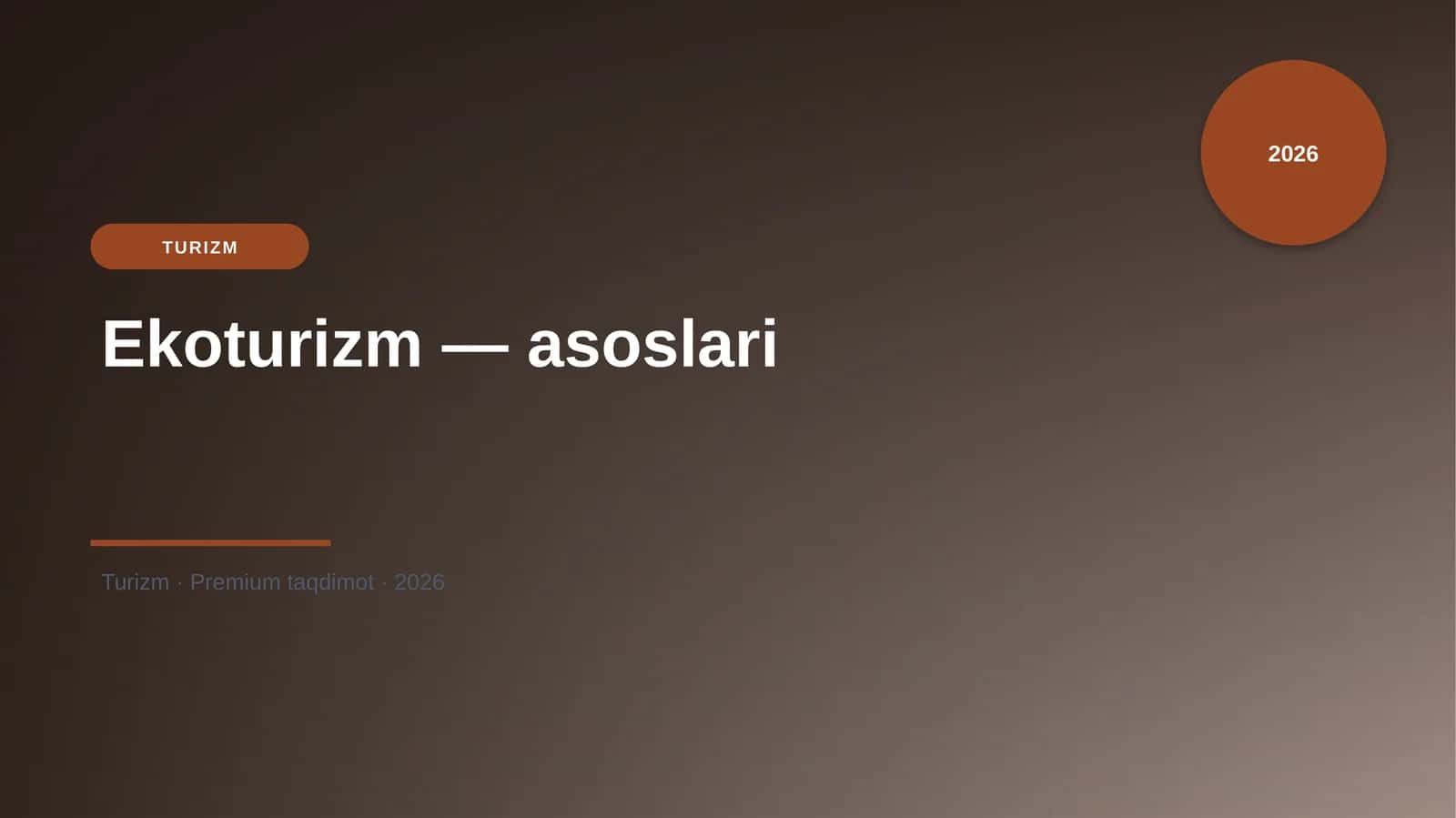 Ekoturizm — asoslari 1
