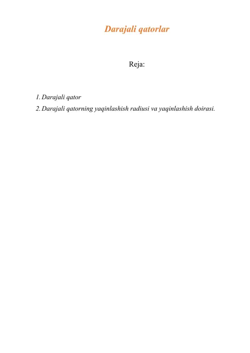 Darajali qatorlar 1