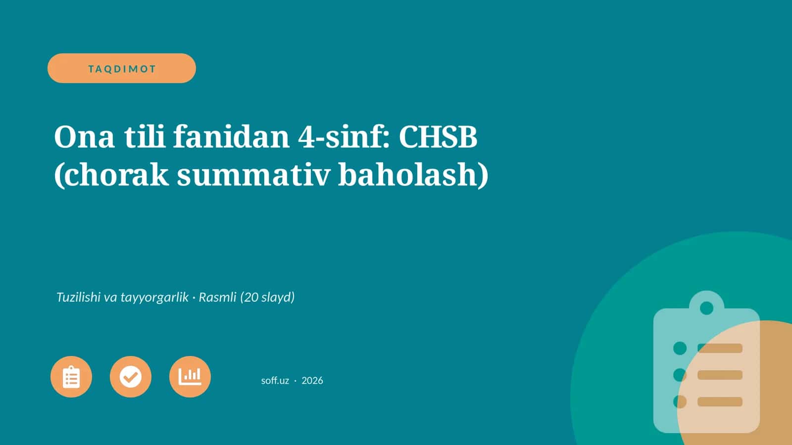 Ona tili fanidan 4-sinf: CHSB (chorak summativ baholash) 1