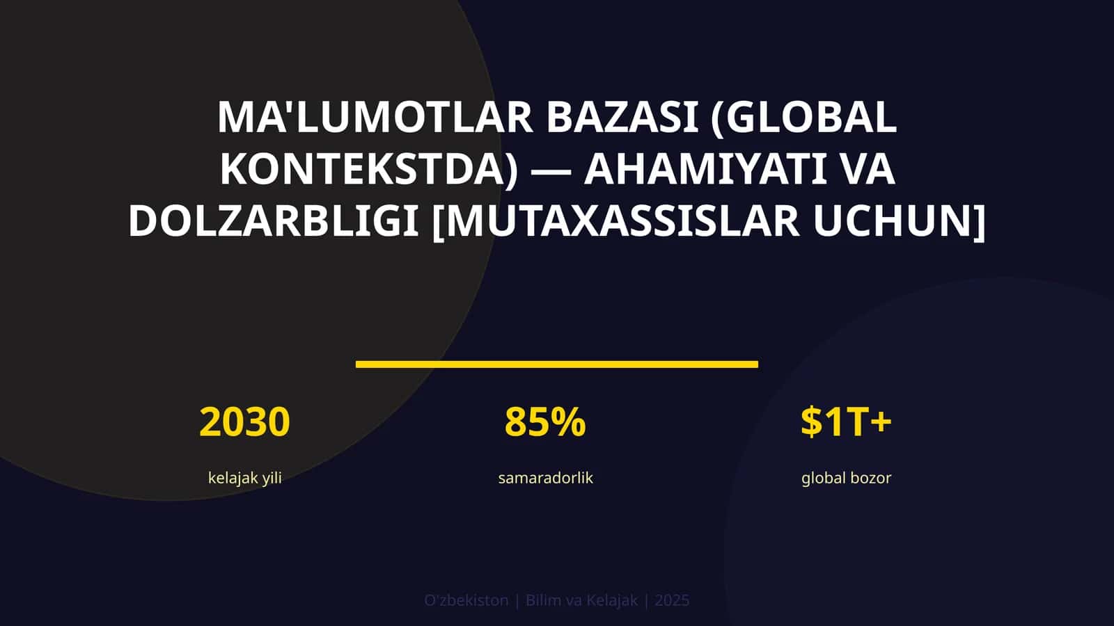 Ma'lumotlar bazasi (global kontekstda) — ahamiyati va dolzarbligi [mutaxassislar uchun] 1