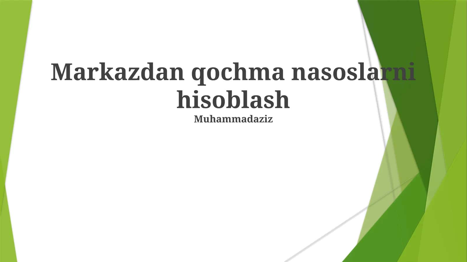 Markazdan qochma nasoslarni hisoblash 1