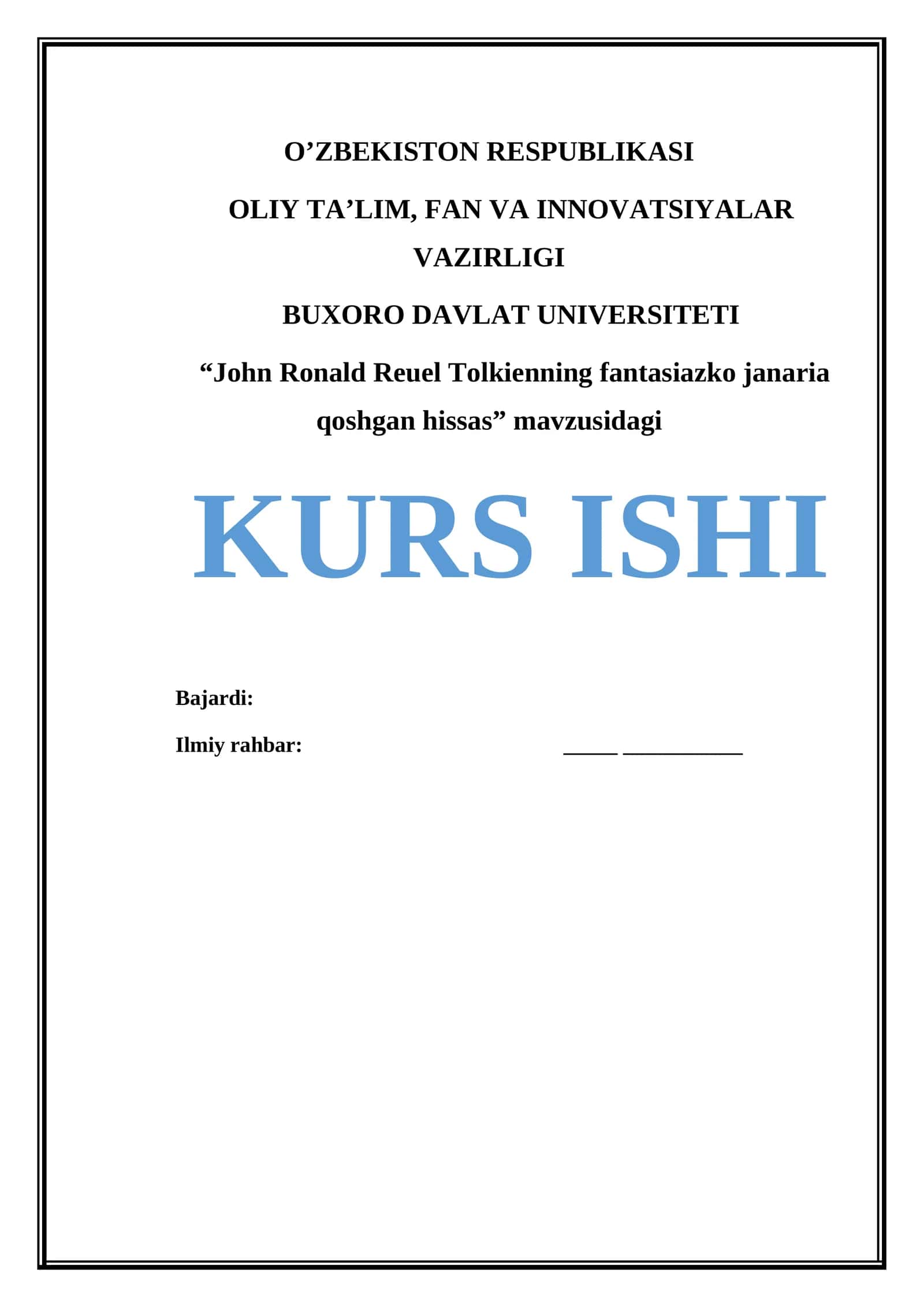 John Ronald Reuel Tolkienning fantasiazko janaria qoshgan hissas 1