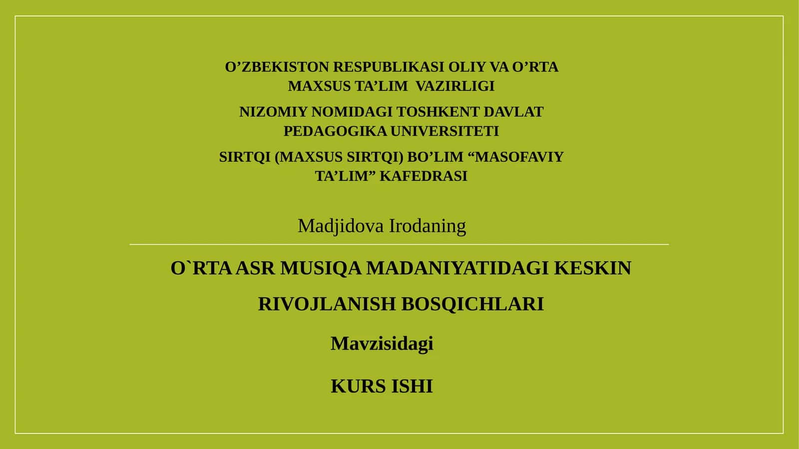 O`RTA ASR MUSIQA MADANIYATIDAGI KESKIN RIVOJLANISH BOSQICHLARI 1