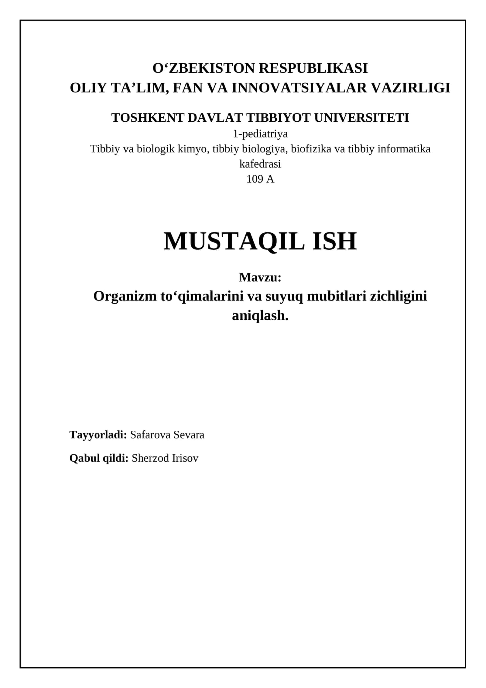 Organizm to'qimalari va suyuq muhitlar zichligini aniqlash usullari 1