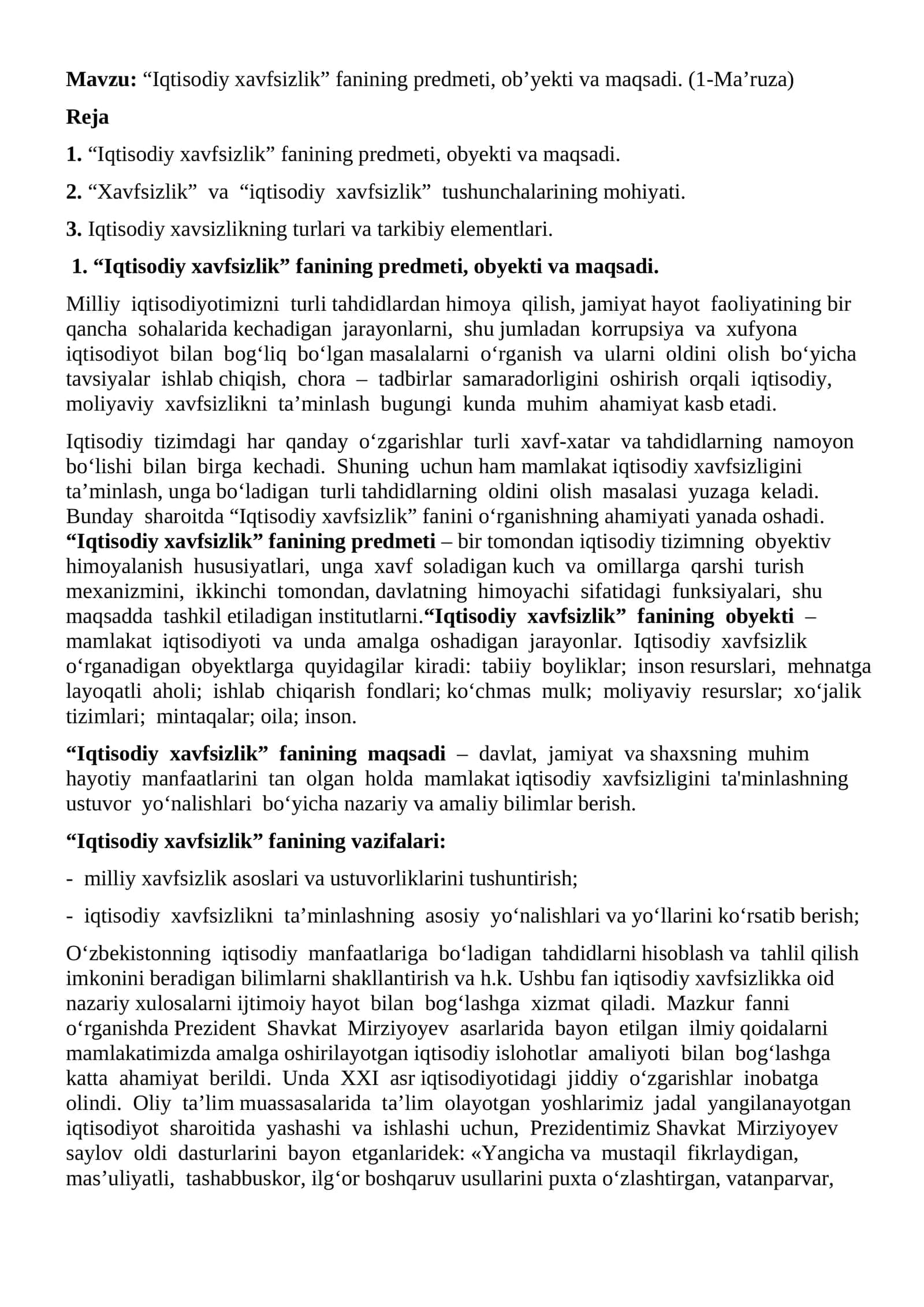 Iqtisodiy xavfsizlik 1