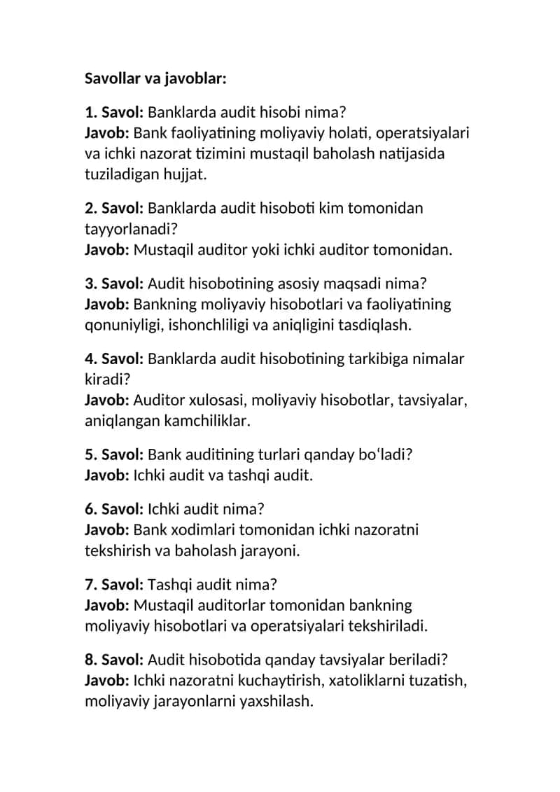 Bank audit hisoboti 1