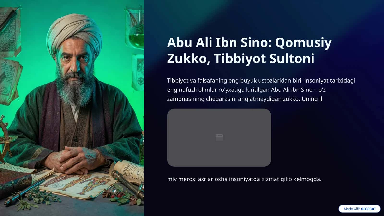Abu Ali Ibn Sino: Qomusiy Zukko, Tibbiyot Sultoni 1