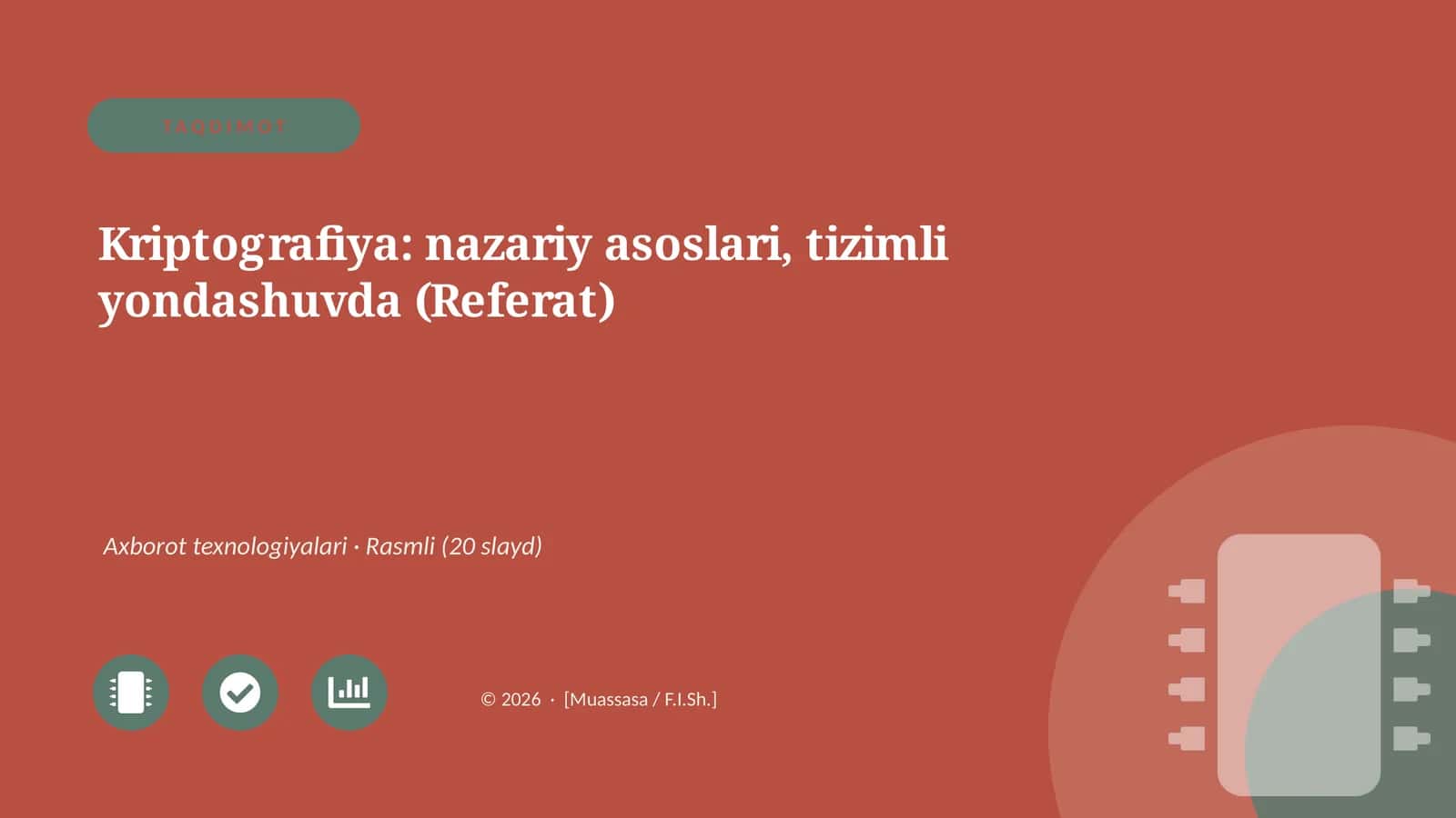 Kriptografiya: nazariy asoslari, tizimli yondashuvda (Referat) 1