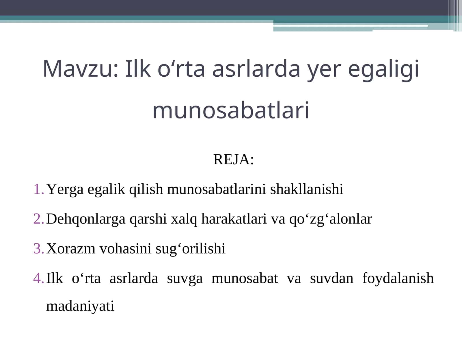 Ilk o‘rta asrlarda yer egaligi munosabatlari 1