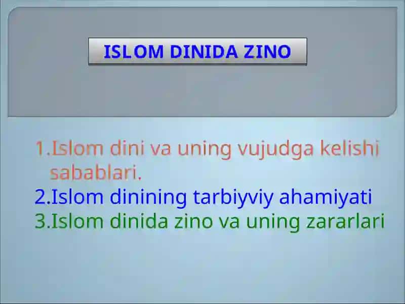 Islom Dinida Zino